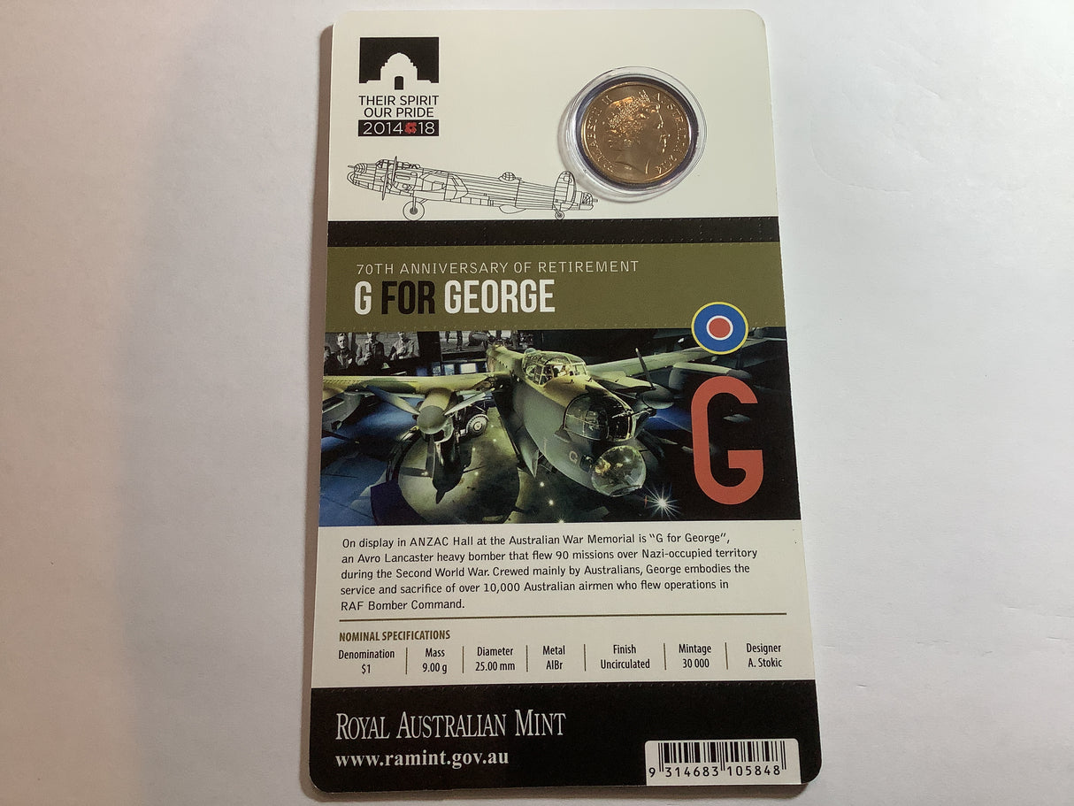 2014 $1 70th anniversary of retirement G for George