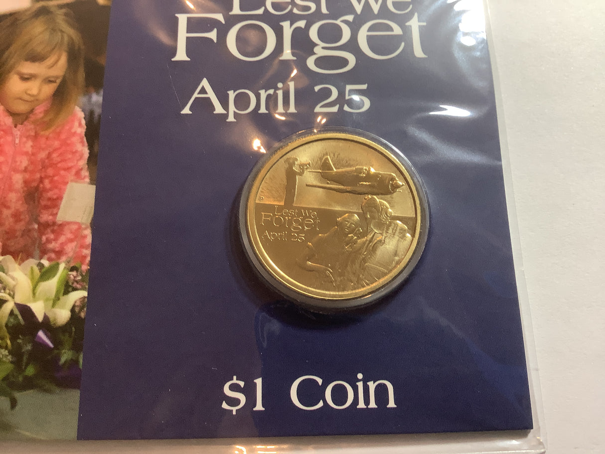 2011 $1 Anzac Day Lest We Forget Uncirculated Carded Coin