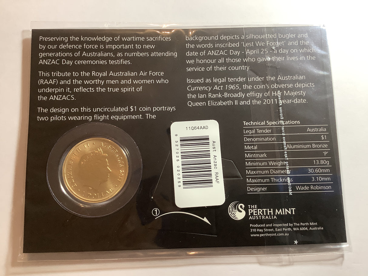 2011 $1 Anzac Day Lest We Forget Uncirculated Carded Coin