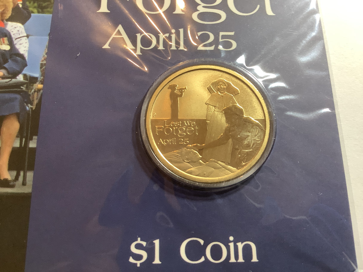 2012 $1 Anzac Day Lest We Forget Uncirculated Carded Coin