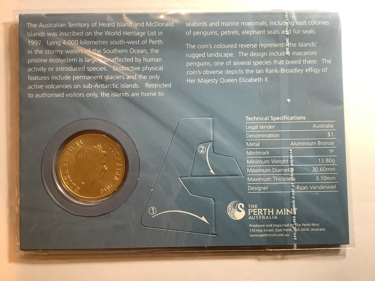 2010 $1 Celebrate Australia. World Heritage Site. Heard Island & McDonald Islands
