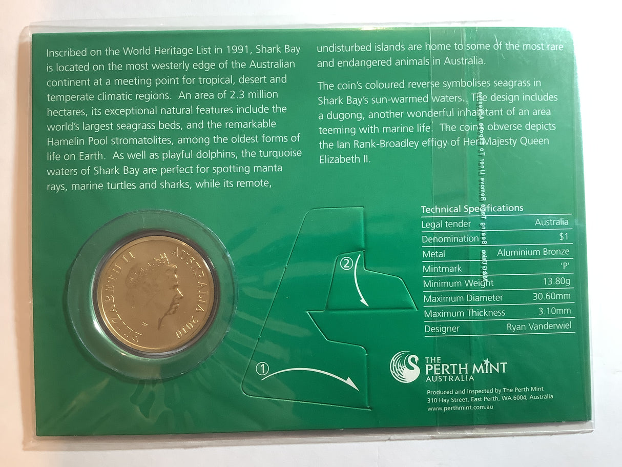 2010 $1 Celebrate Australia. World Heritage Site. Shark Bay