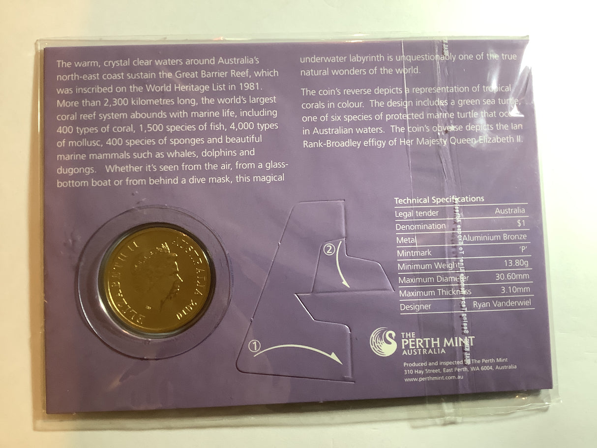 2010 $1 Celebrate Australia. World Heritage Site. Great Barrier Reef