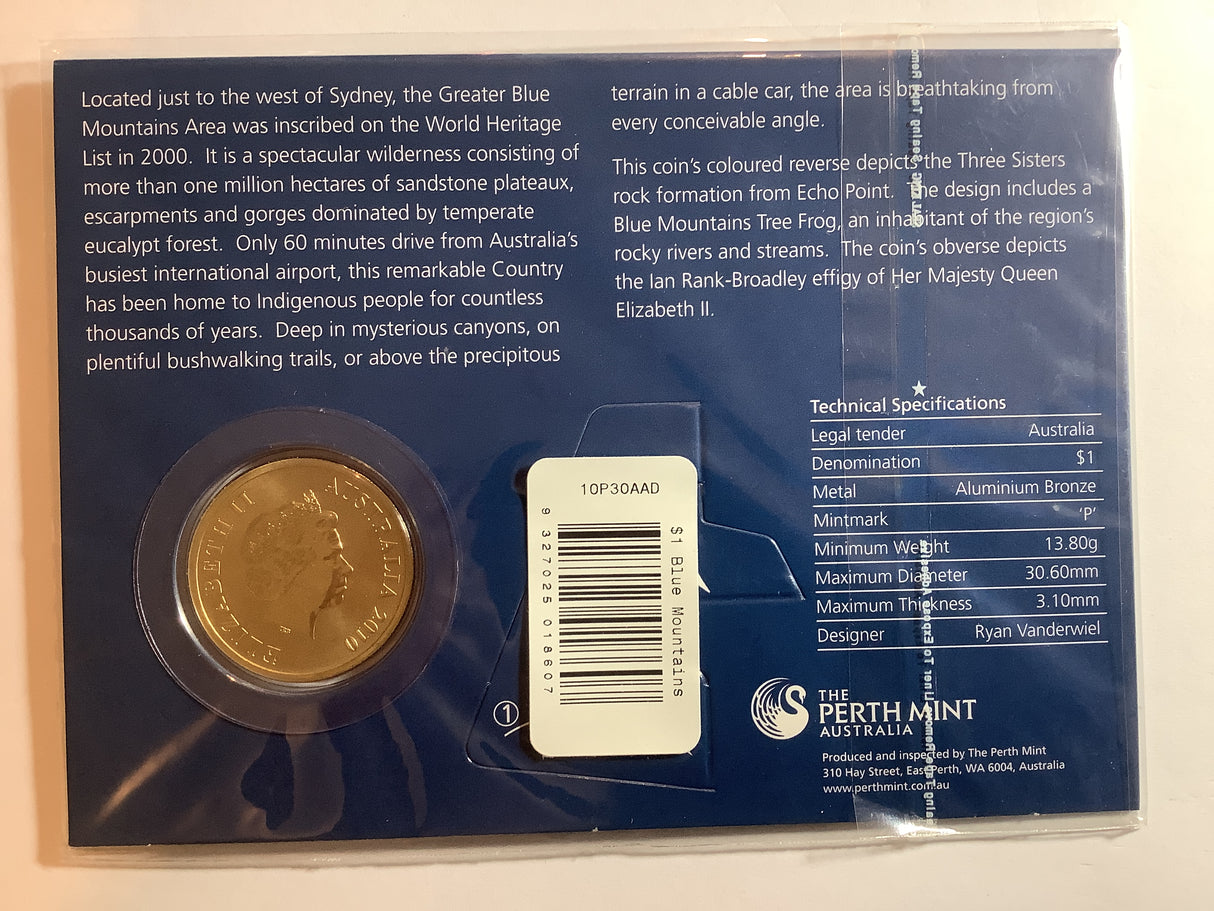 2010 $1 Celebrate Australia. World Heritage Site. Greater Blue Mountains