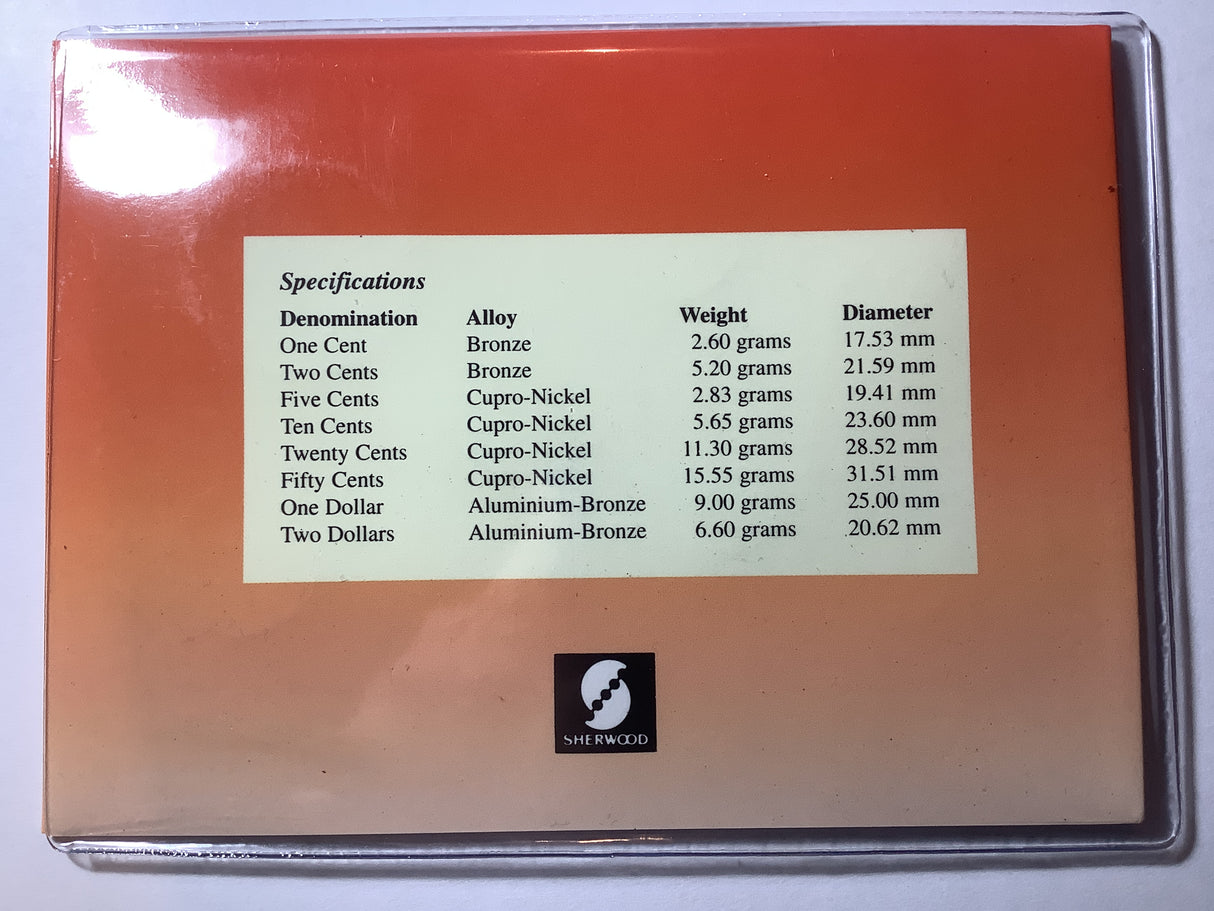 2001 Australian Uncirculated Set. Sherwood. 1 and 2c coins.