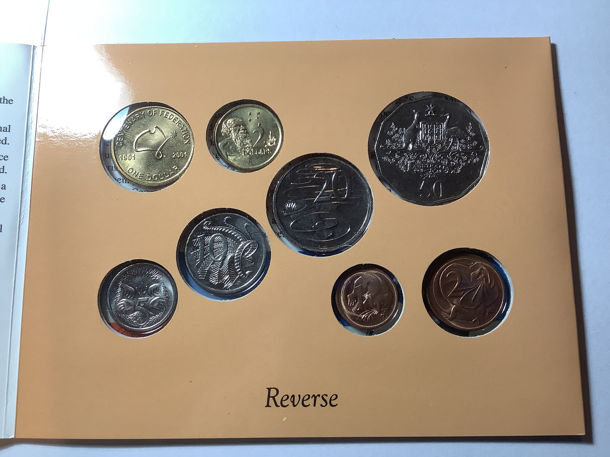 2001 Australian Uncirculated Set. Sherwood. 1 and 2c coins.