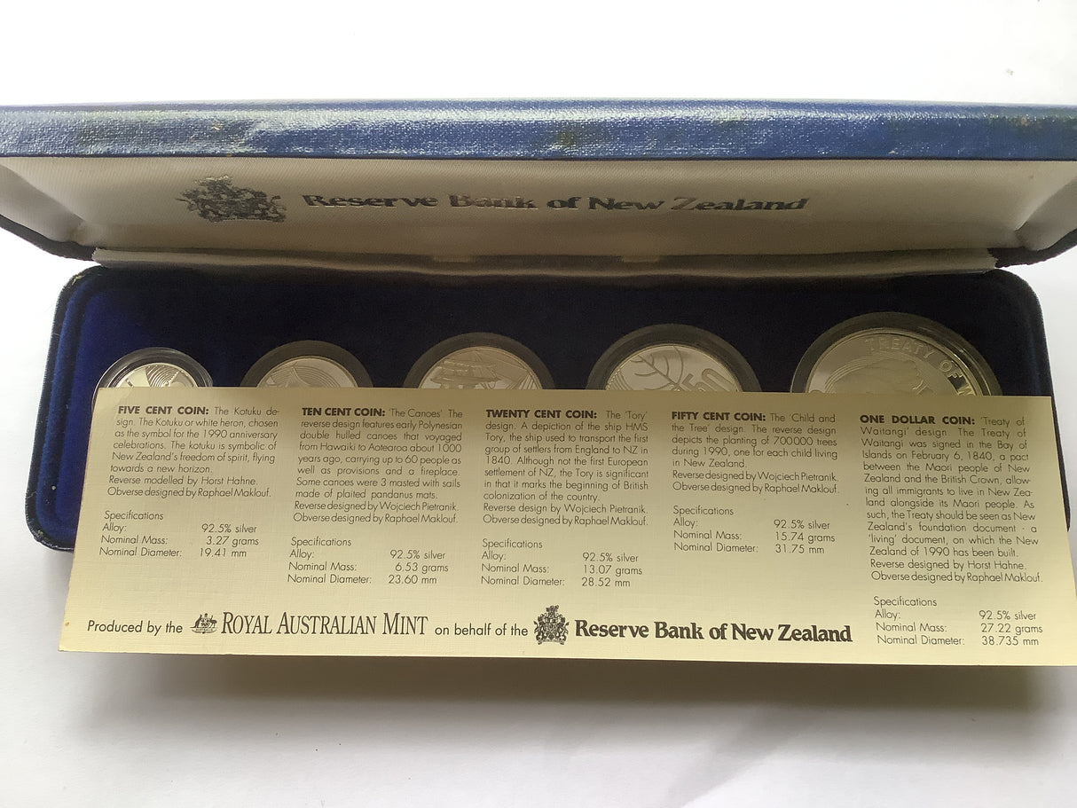 1990 Five Coin Silver Proof Coin New Zealand