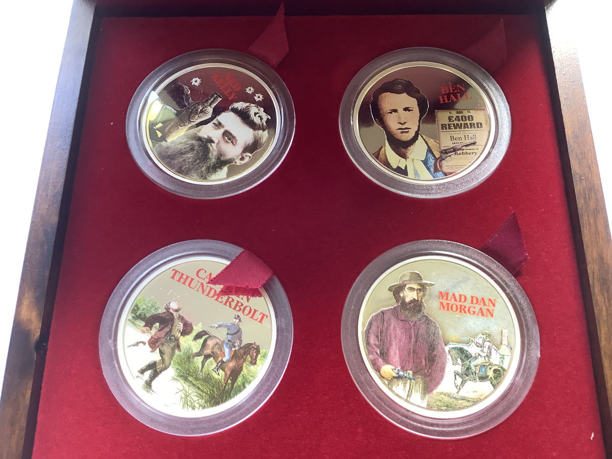 2003 Australian Bushrangers 4 Coin Coloured Proof Coin Collection.