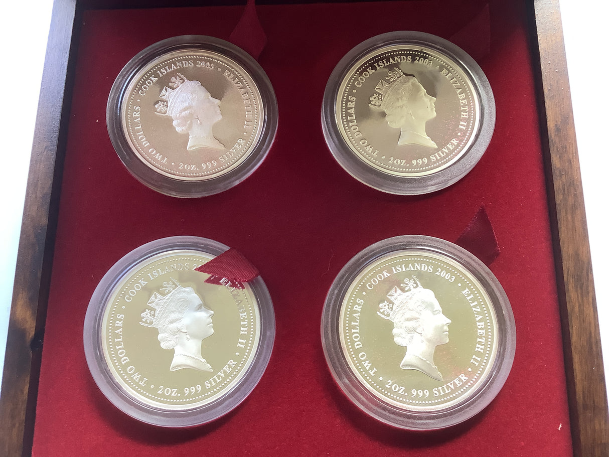 2003 Australian Bushrangers 4 Coin Coloured Proof Coin Collection.