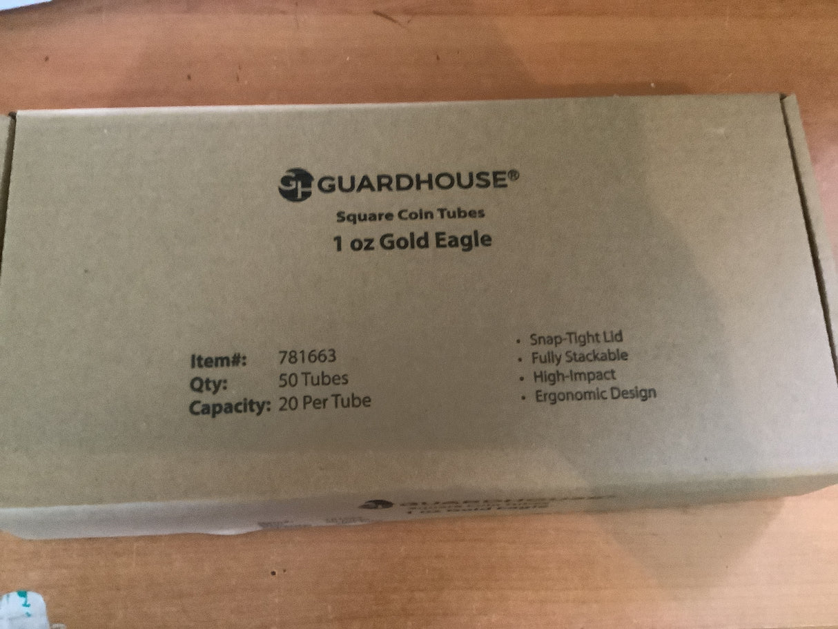 Guardhouse Red Coin Tubes for 50c and American Eagles Coin Rolls. 50 pack