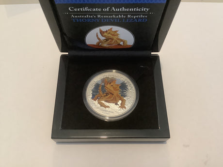 2014 $1 Australia’s Remarkable Reptiles. Thorny Devil Lizard Silver Proof Coin.