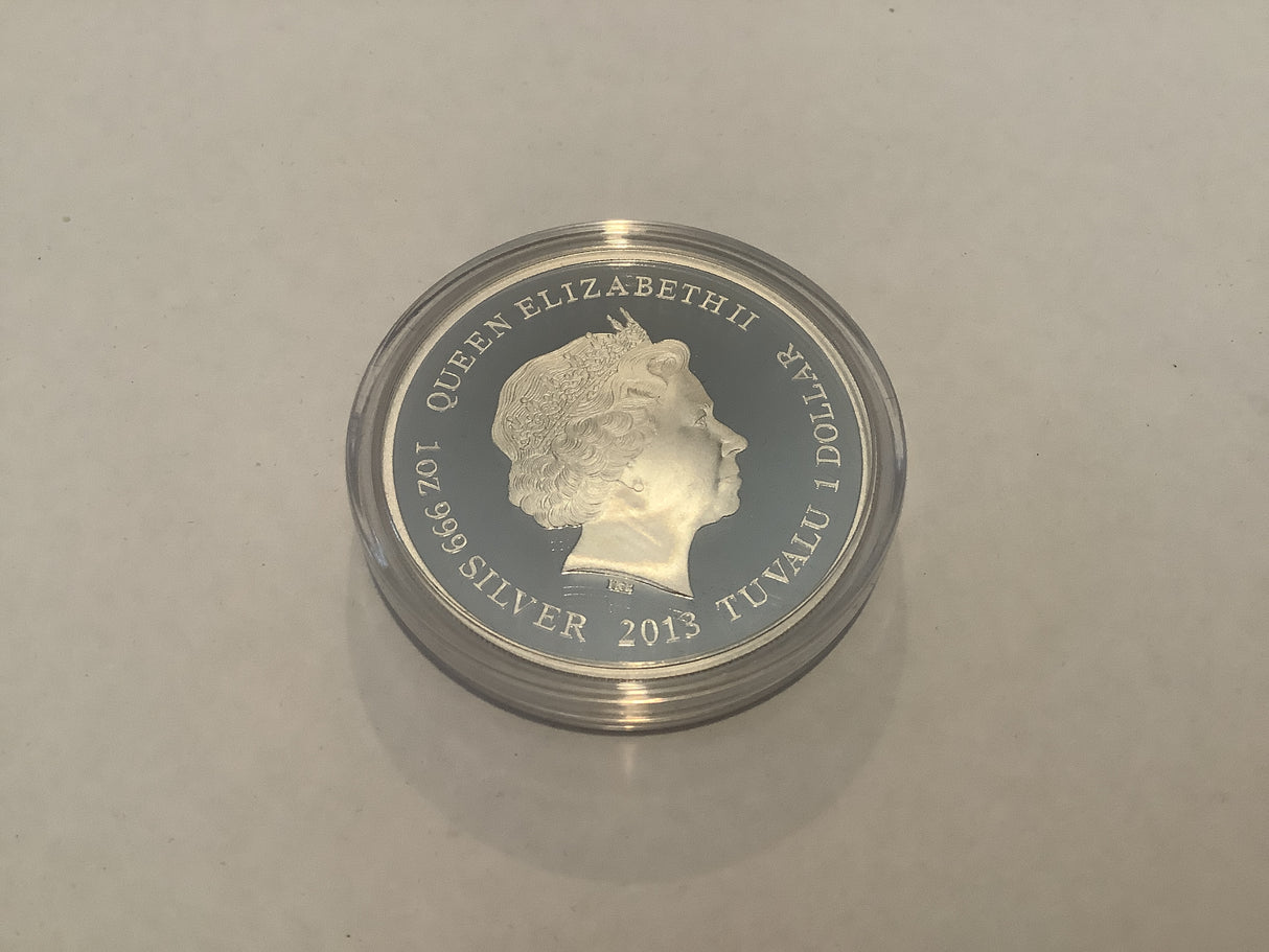 2013 $1 Australia’s Remarkable Reptiles. Frilled Neck Lizard Silver Proof Coin.