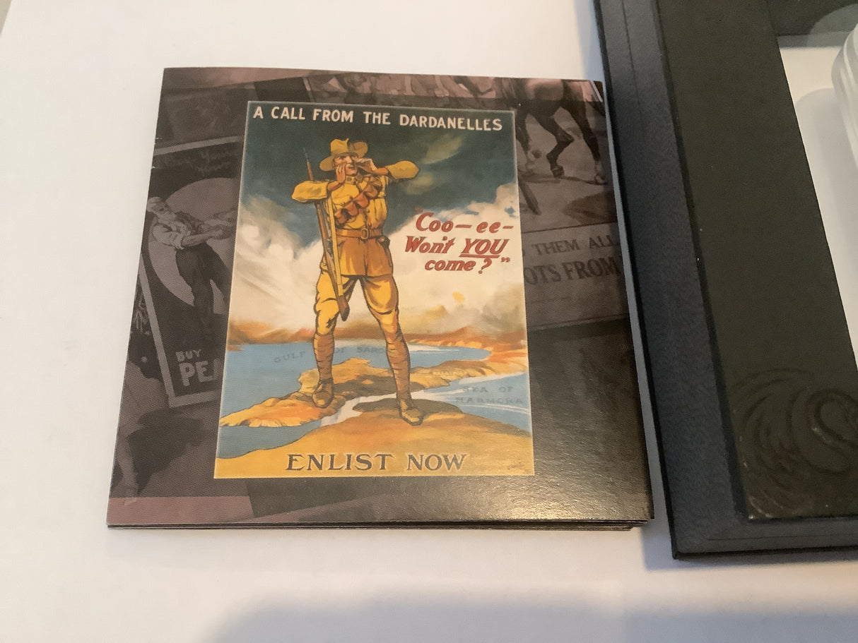 2014 $1 Silver Proof Coin. Australian Posters of World War 1. Rectangular Coin. Enlistment.