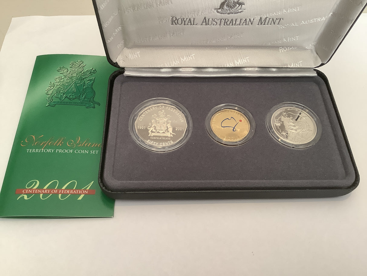 2001 State Series. Norfolk Island. 3 Coin Proof Set.