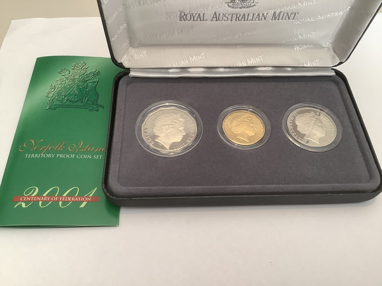 2001 State Series. Norfolk Island. 3 Coin Proof Set.
