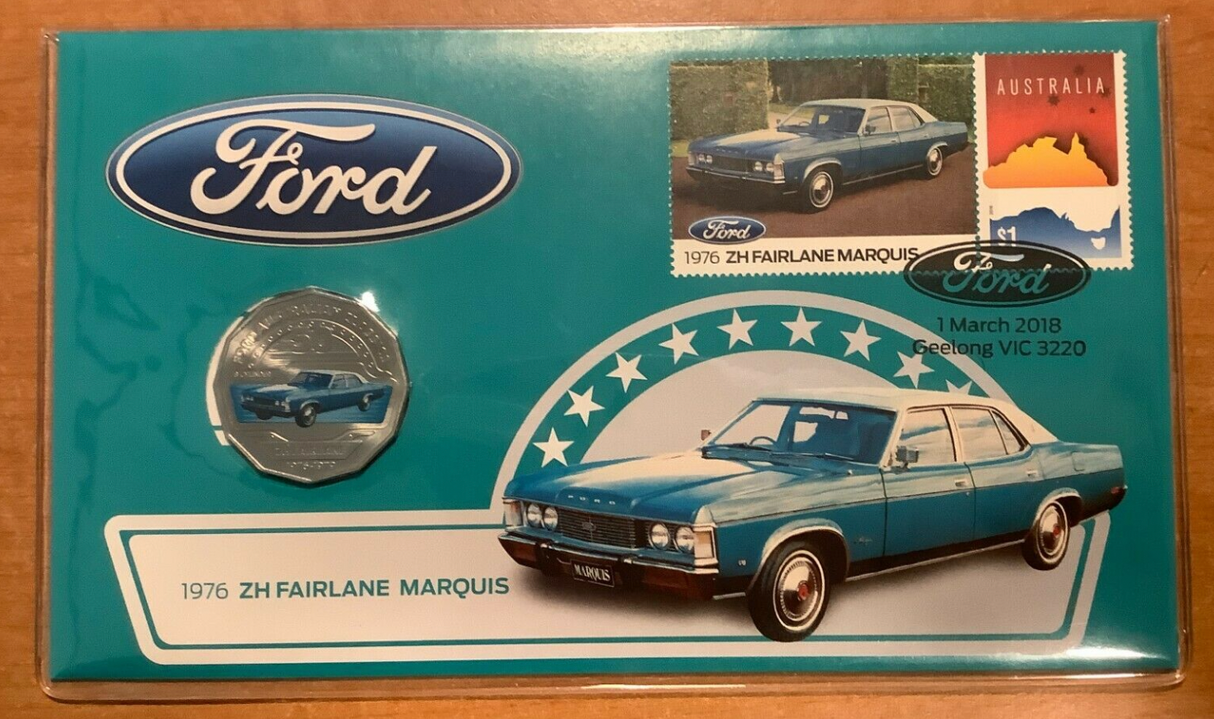 2018 1976 Ford ZH Fairlane Marquis Stamp and Coin Cover PNC.