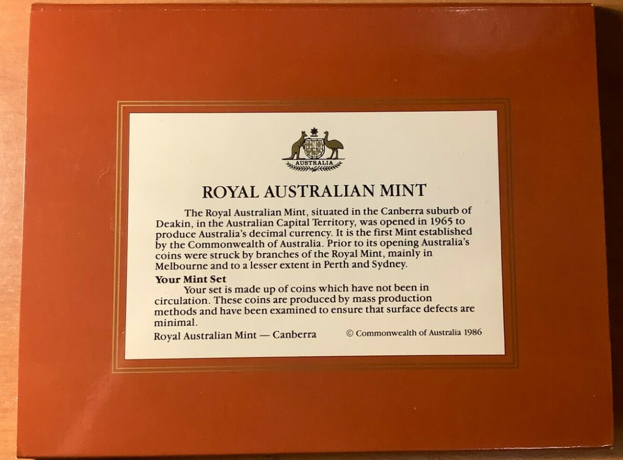 1986 6 coin Australian Uncirculated Set.