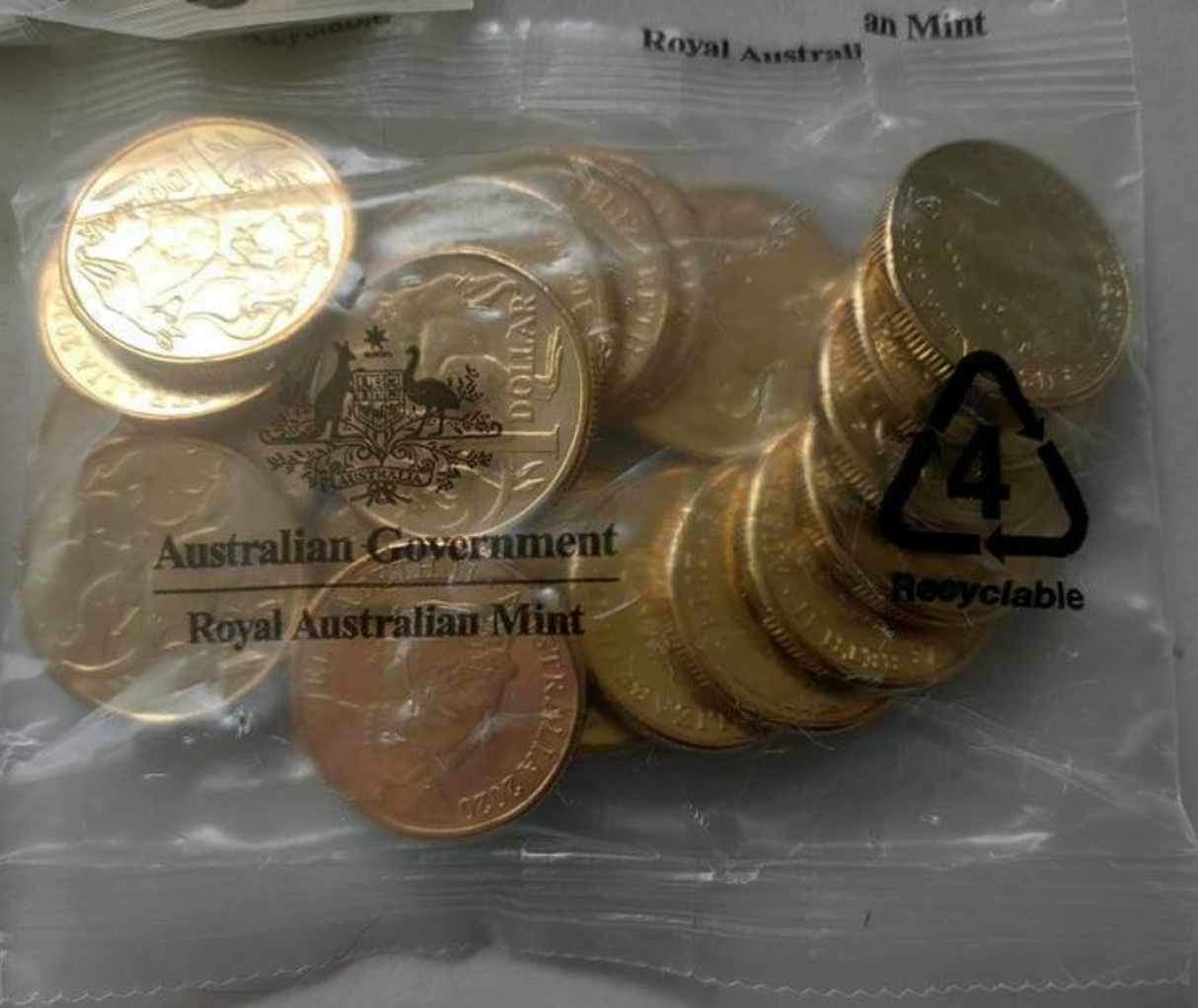 2020 Mob of Roos $1 Royal Australia Mint labelled bag.