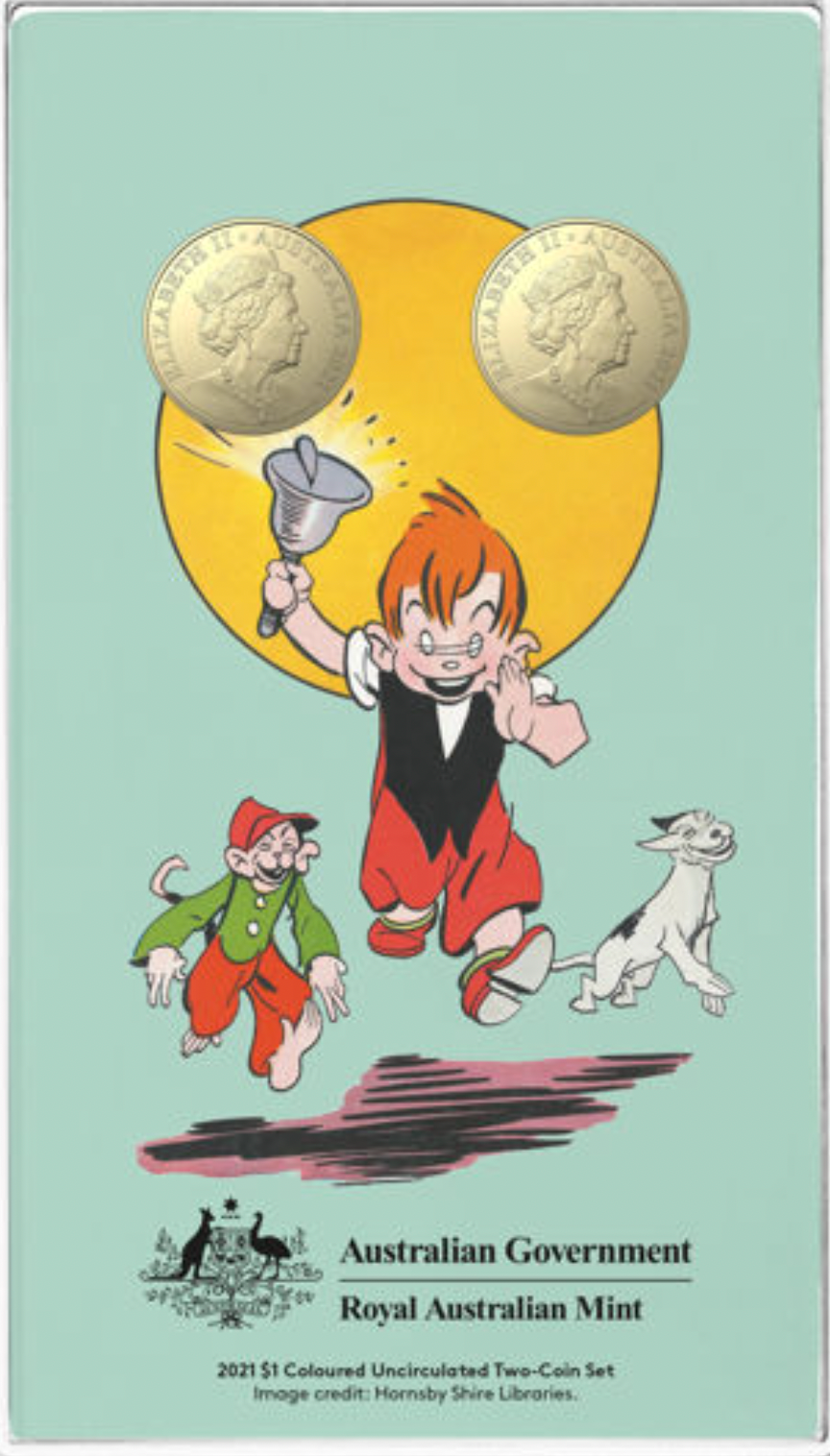 2021 $1 Centenary of Ginger Meggs Two Coin Set.