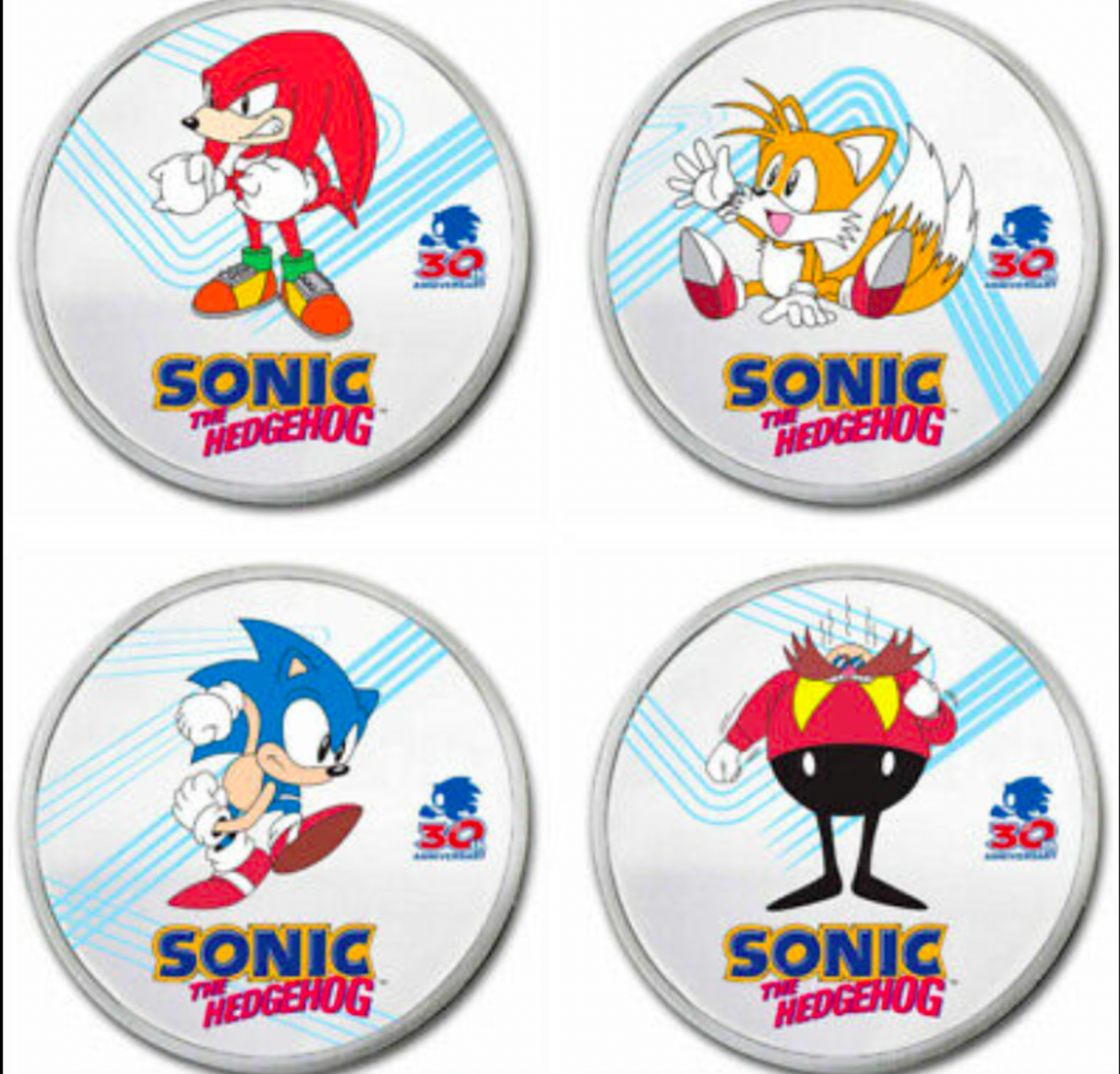 2021 Sonic the Hedgehog 30th Anniversary 4 1oz silver collection.
