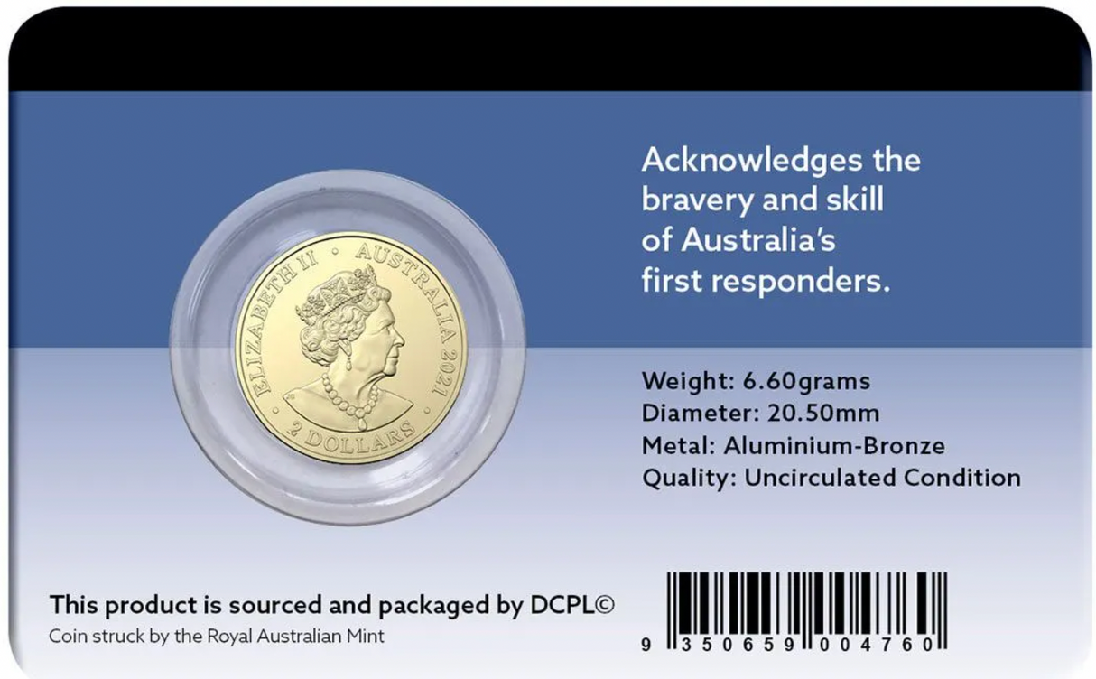 2021 $2 Australian Ambulance Services Uncirculated Coin In Card.