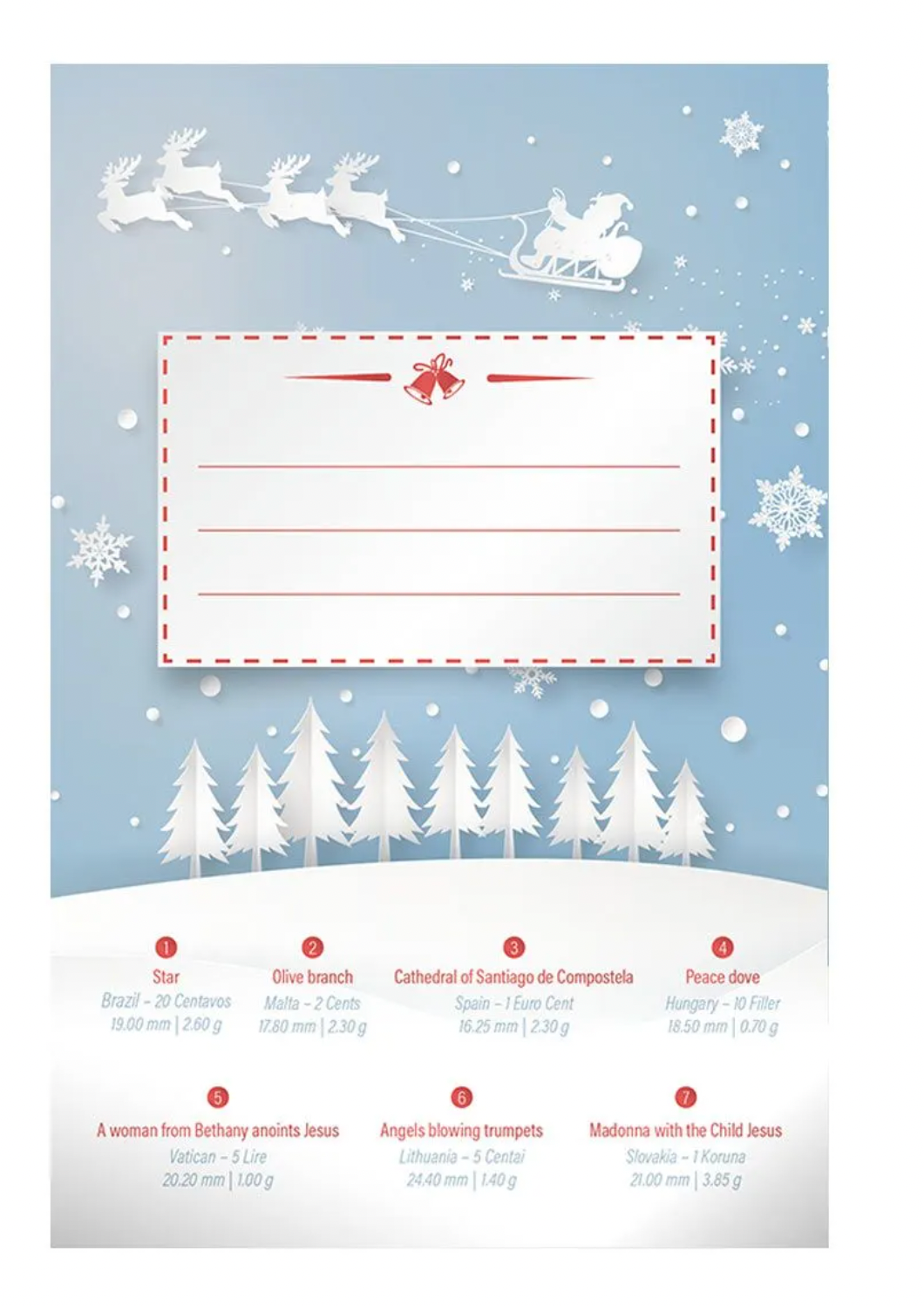 2021 7 Coin Uncirculated Coin Collector Christmas Card.