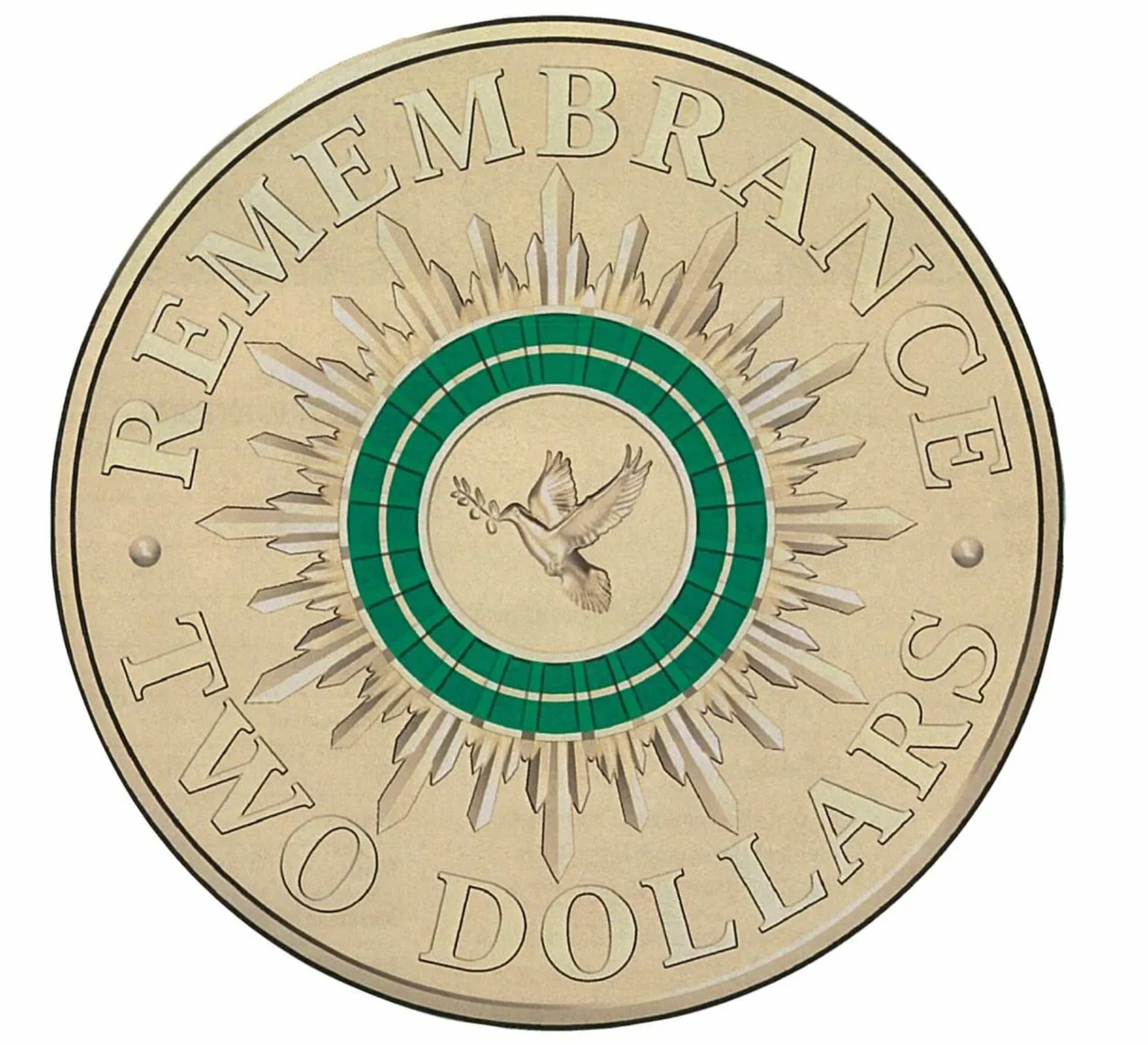 2014 Remembrance Day 2014 $2 Green Dove Al-Br Coin Pack.