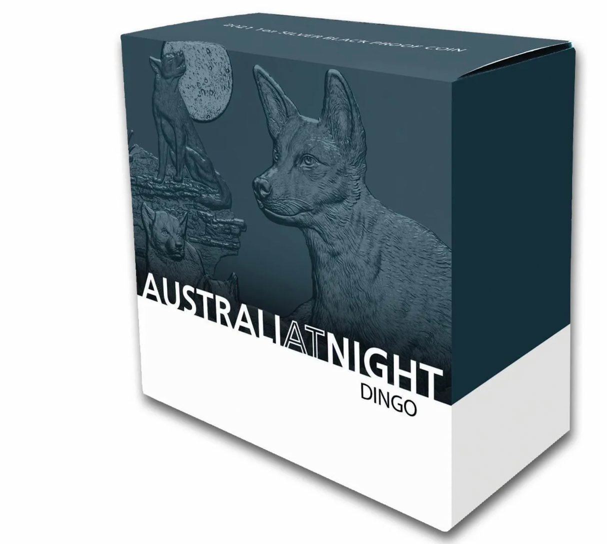 2021 Australia At Night: Dingo 1 Ounce Silver Black Proof Coin.