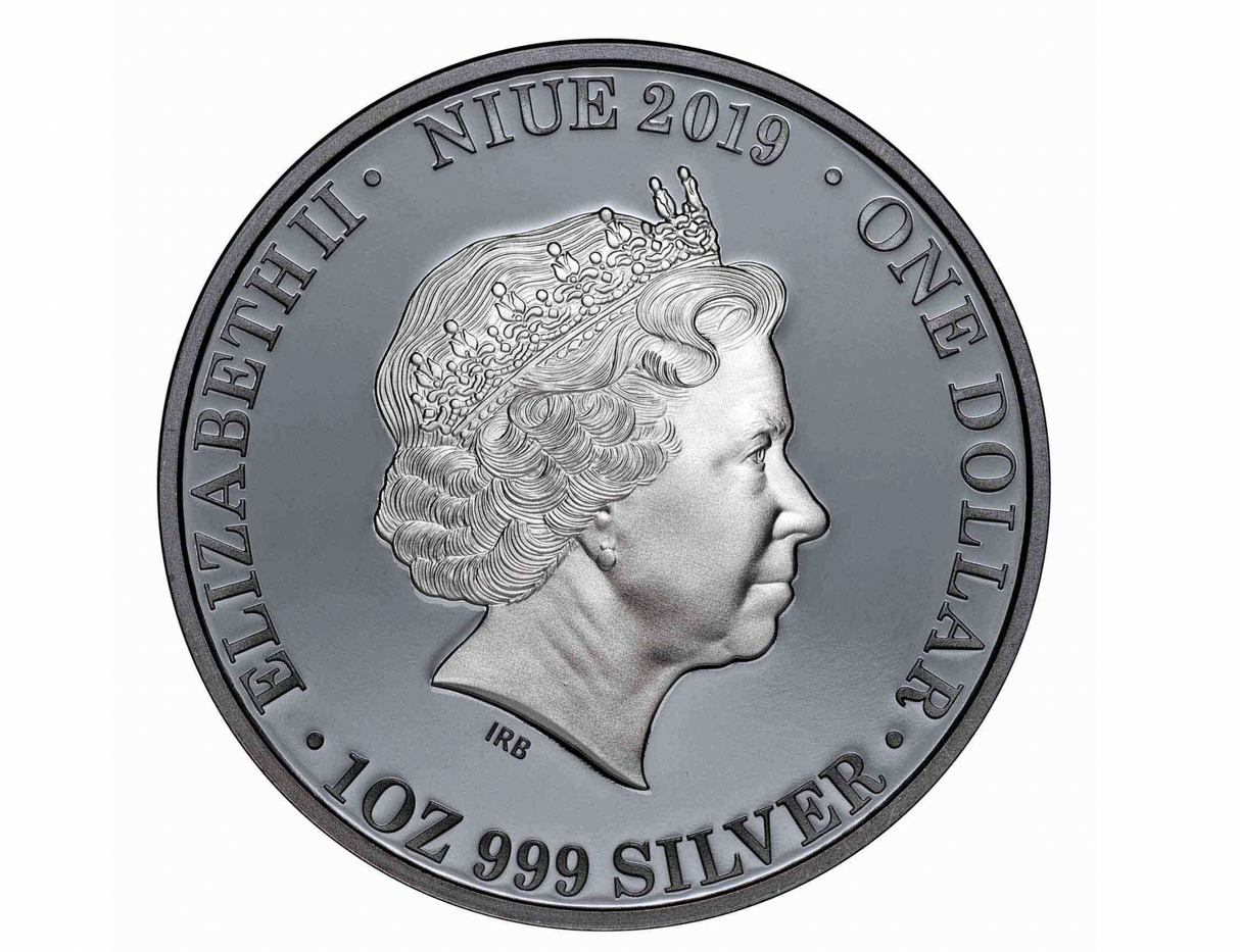 2019 Australia At Night: Kangaroo $1 1 Ounce Silver Black Proof Coin.
