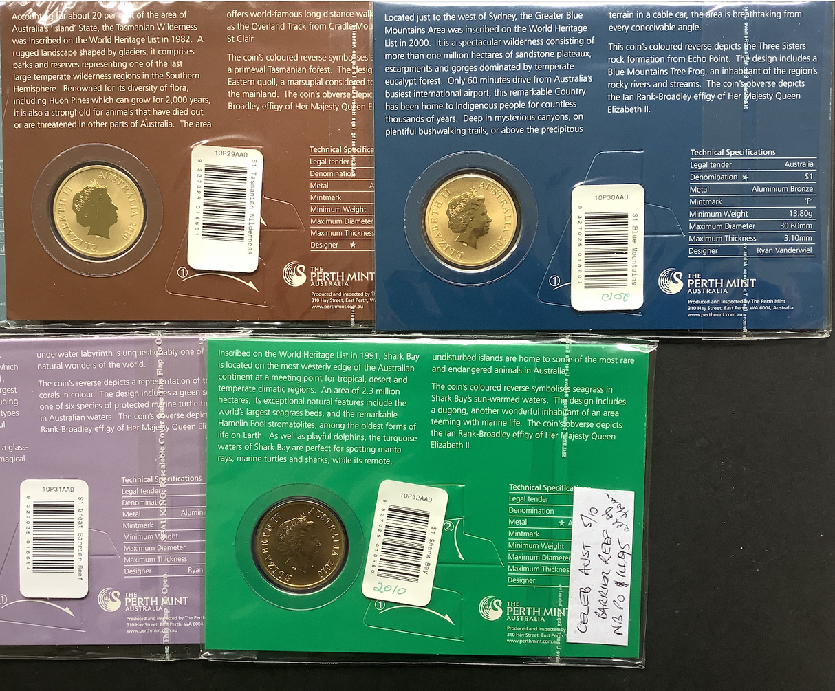 2010 Celebrate Australia World Heritage Sites. Five Coin Pack.