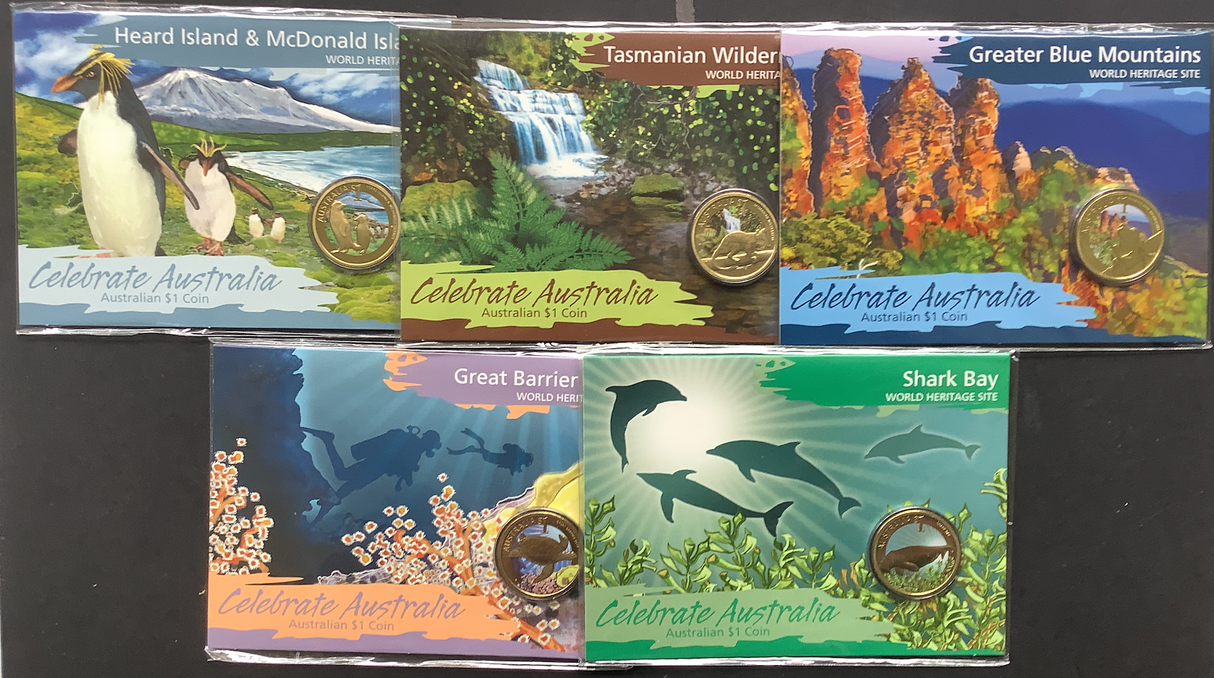 2010 Celebrate Australia World Heritage Sites. Five Coin Pack.