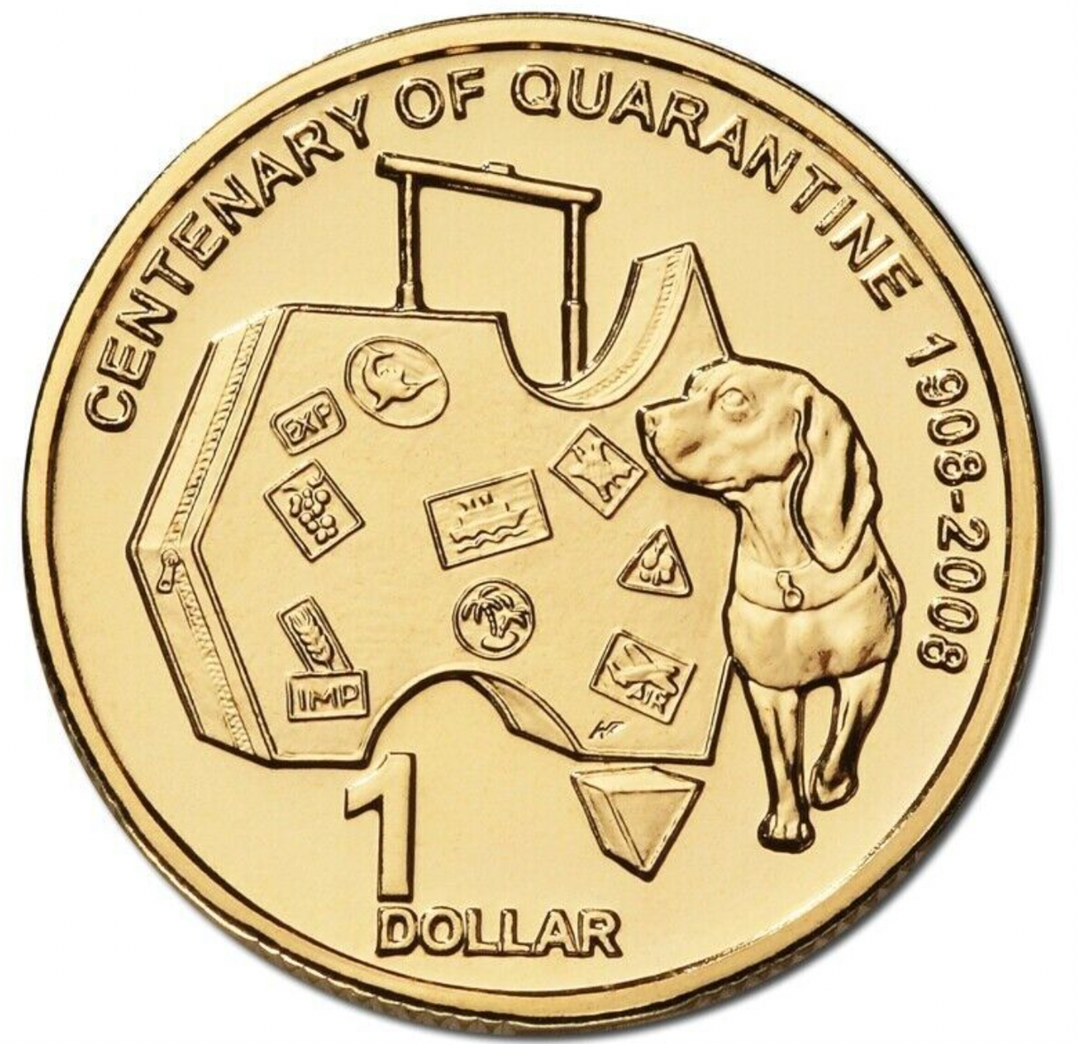 2008 100 Years of Quarantine in Australia. $1 Uncirculated Carded Coin.