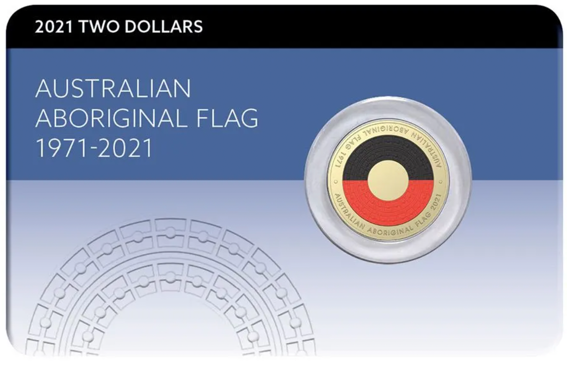 2021 Aboriginal Flag $2 Coloured Uncirculated Coin. Downies