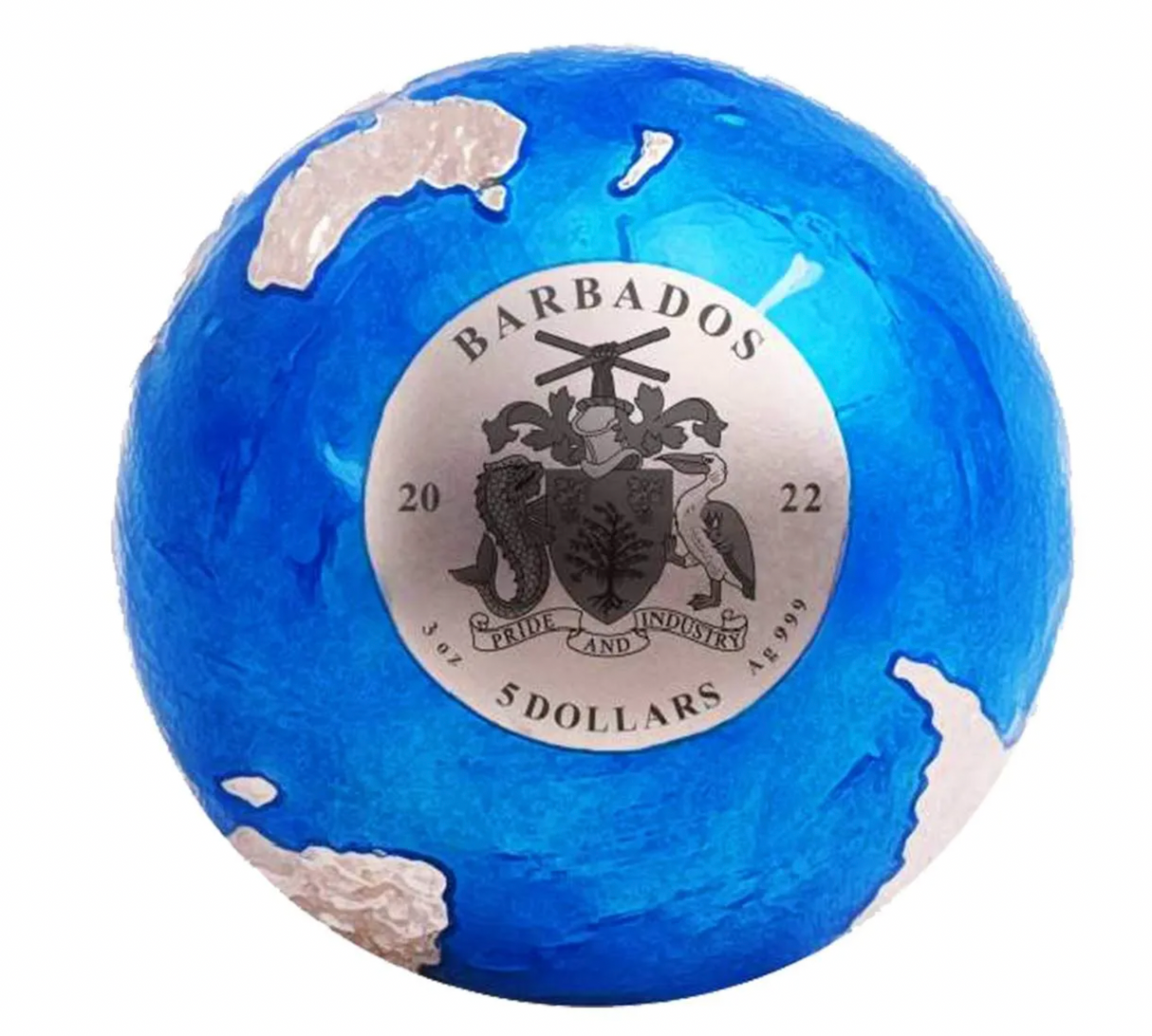 2022 Endangered Blue Earth with Meteorite $5 3oz Silver Sphere Coin