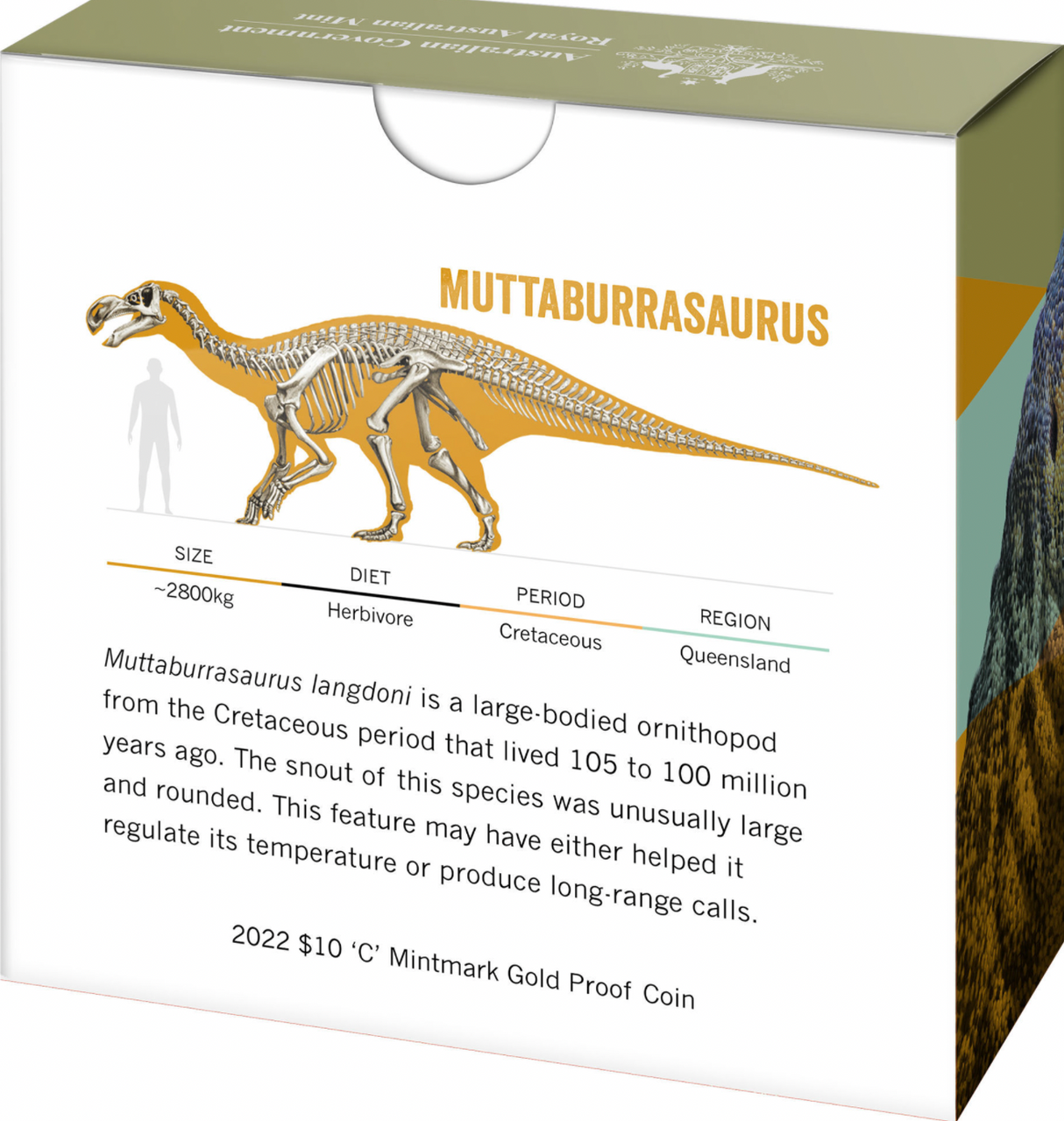 2022 $10 'C' Mintmark Gold Proof Coin Australian Dinosaurs