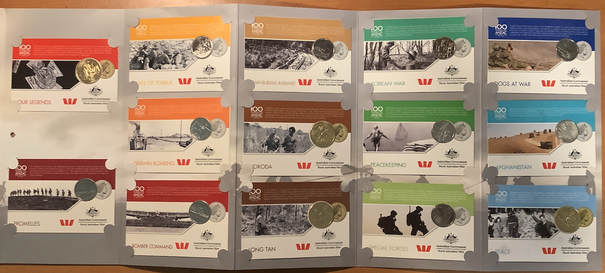 2016 Anzacs to Afghanistan Military Moments Which Shaped Our Nation. 14 Coin Set and Folder.