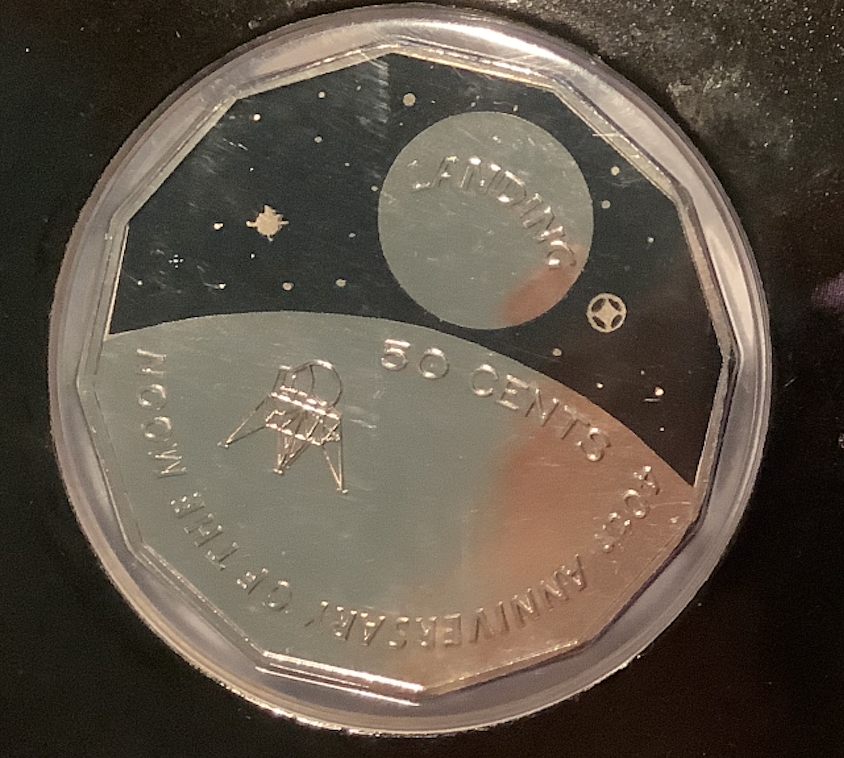 2009 40th Anniversary of Moon Landing 50c carded coin.