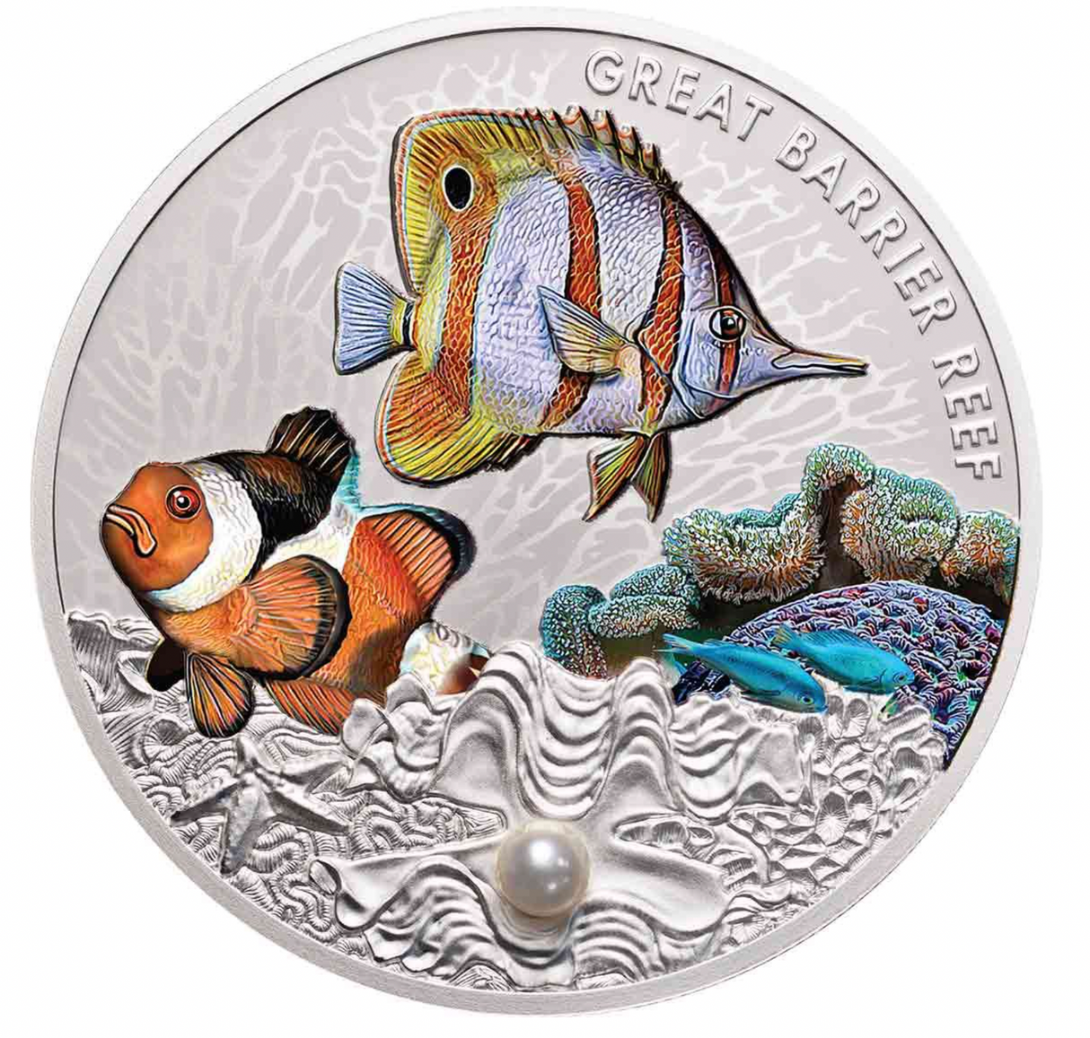 2022 Great Barrier Reef $2 Coloured 1oz Silver Proof Coin with Pearl