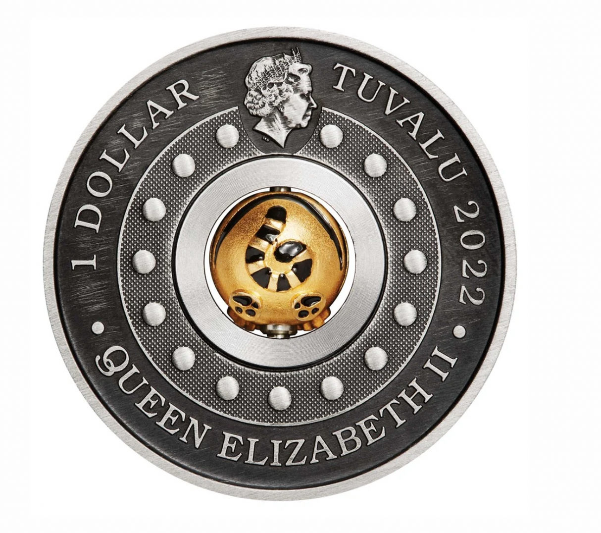 2022 Year of the Tiger Rotating Charm 1oz Silver Antiqued Coin
