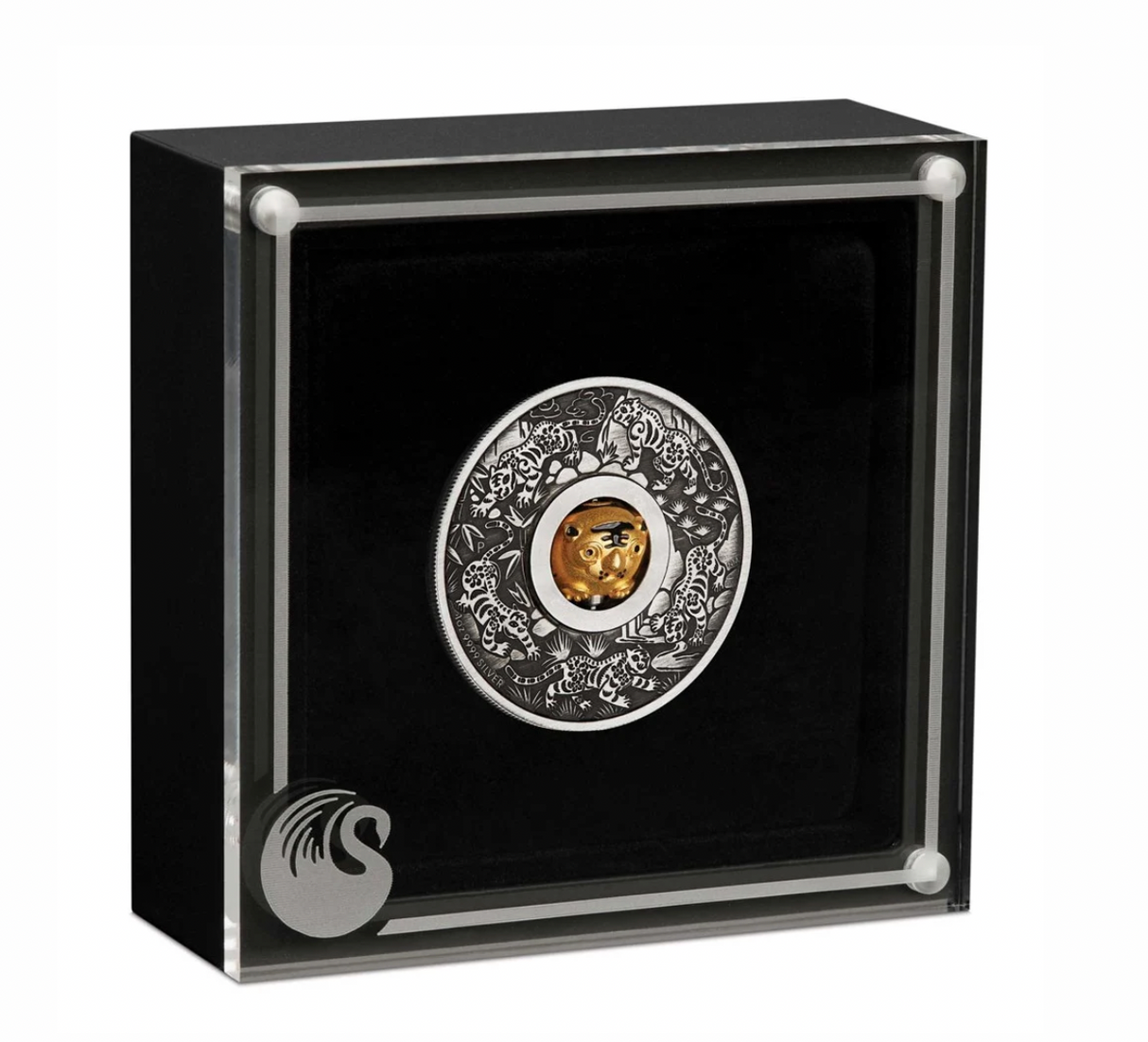 2022 Year of the Tiger Rotating Charm 1oz Silver Antiqued Coin