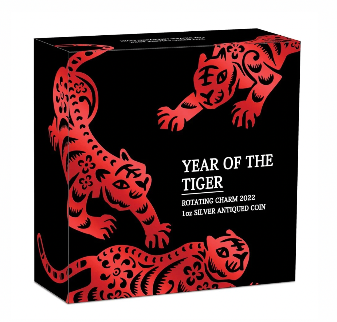 2022 Year of the Tiger Rotating Charm 1oz Silver Antiqued Coin