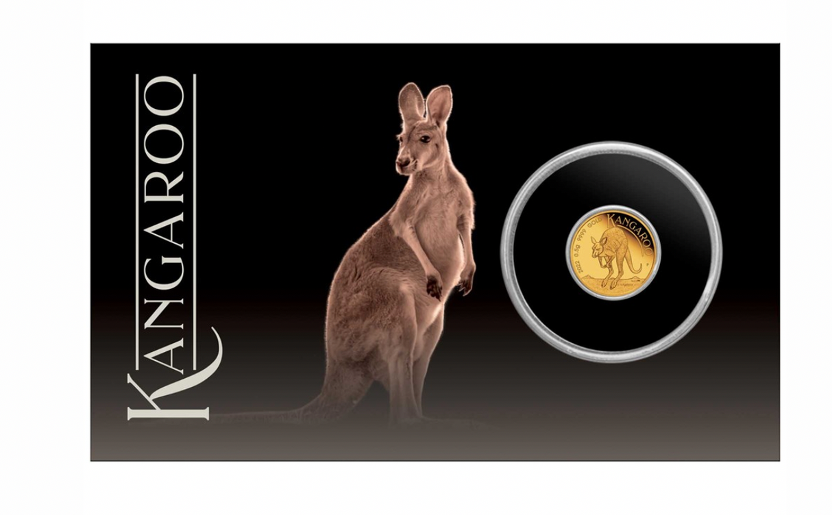 2022 Australian Kangaroo 0.5g Gold Coin in Card