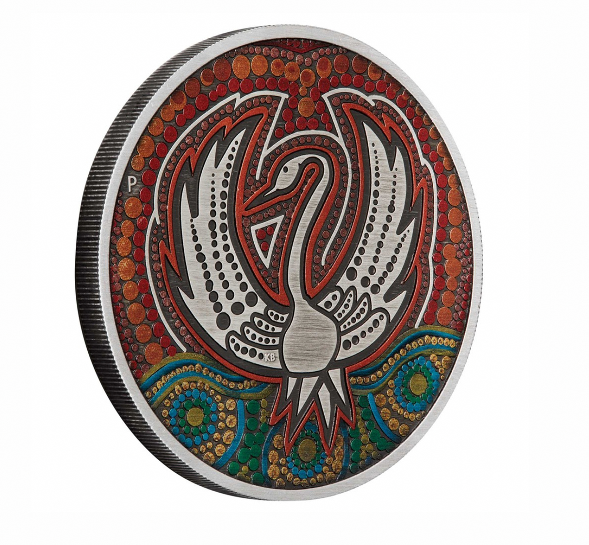 2022 Black Swan Maali 2oz Silver Antiqued Coloured Coin