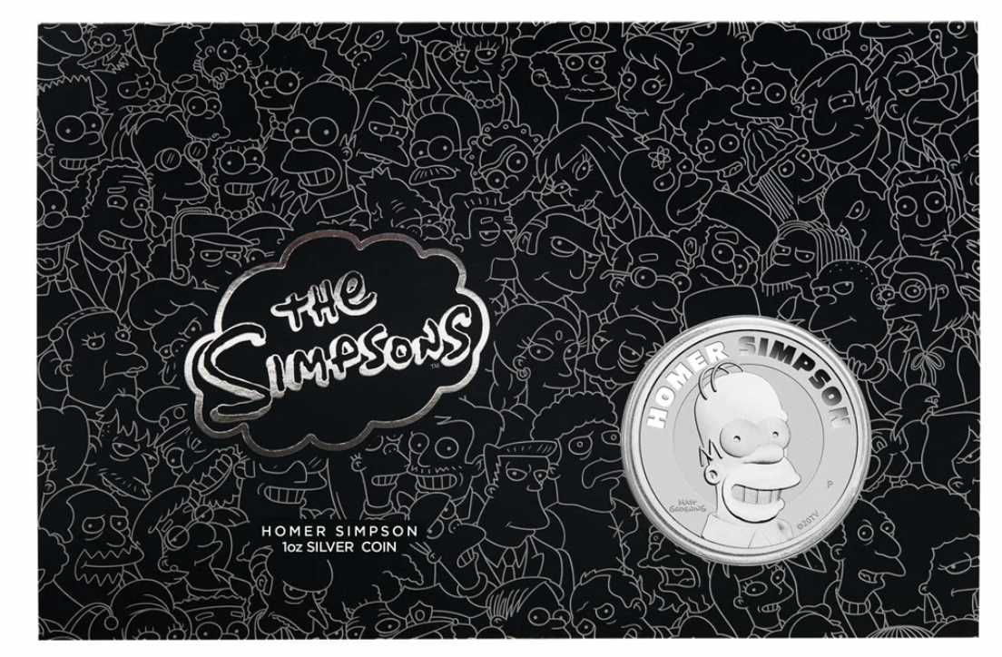 2022 Homer Simpson 1oz Silver Coin in Card
