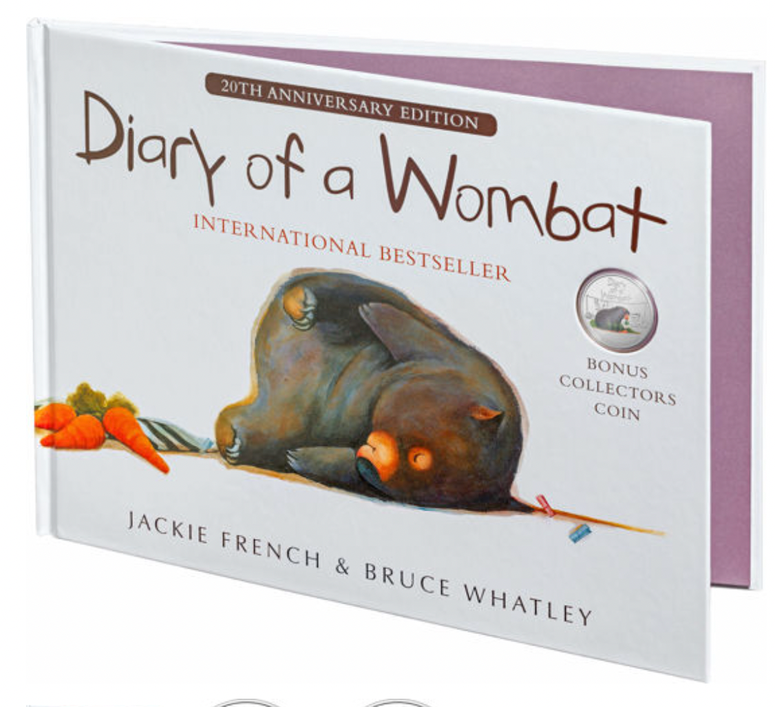 2022 20th anniversary of Diary of a Wombat - 20c Coloured Uncirculated with Special Edition Book