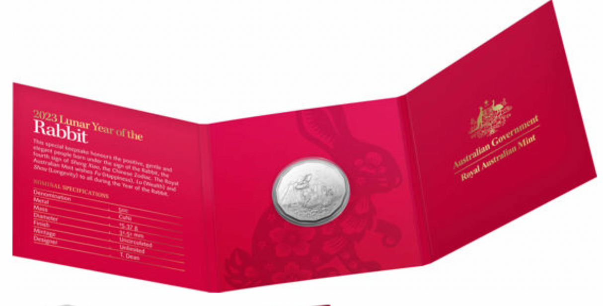 2023 50c Uncirculated Tetra-Decagon Coin - Lunar Series 'Year of the Rabbit'