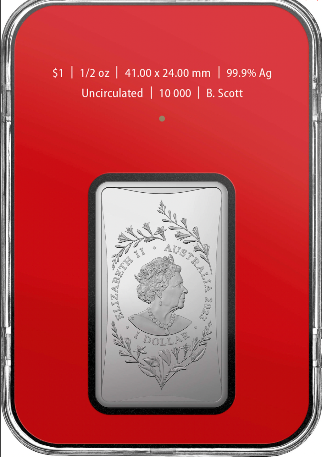 2023 $1 Fine Silver Frosted Uncirculated Ingot - Lunar Series 'Year of the Rabbit'