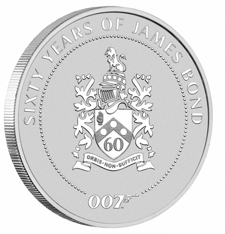 2022 60 Years of Bond  Family Crest 1oz Silver Coin in Card