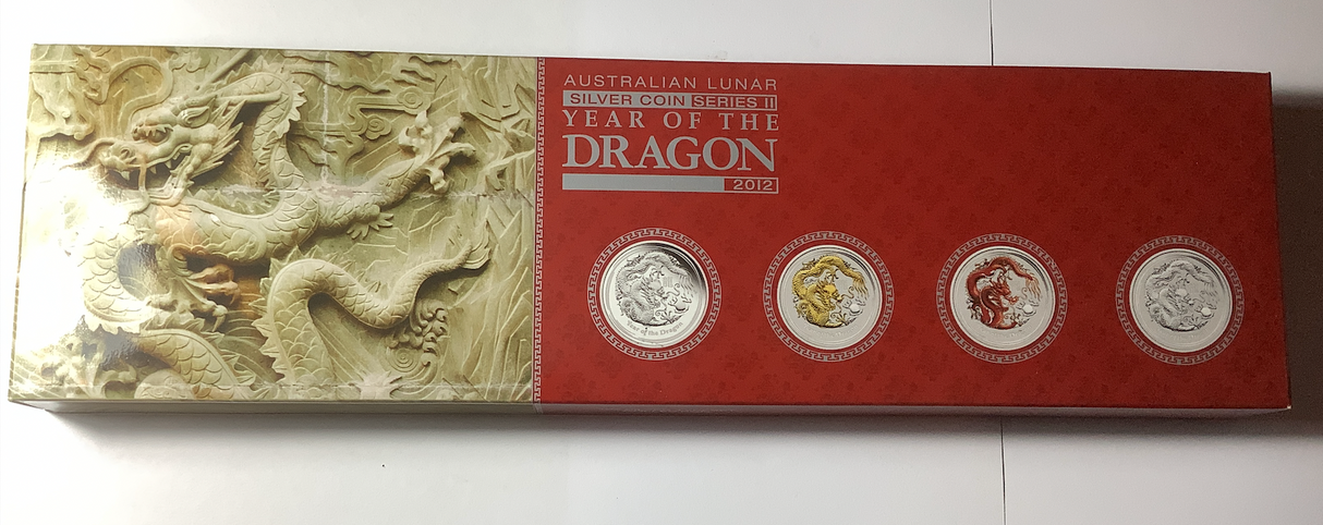 2012 Year of the Dragon 4 coin 1oz Typeset