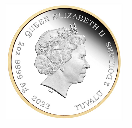 2022 60 Years of Bond 2oz Silver Proof Gilded Coin